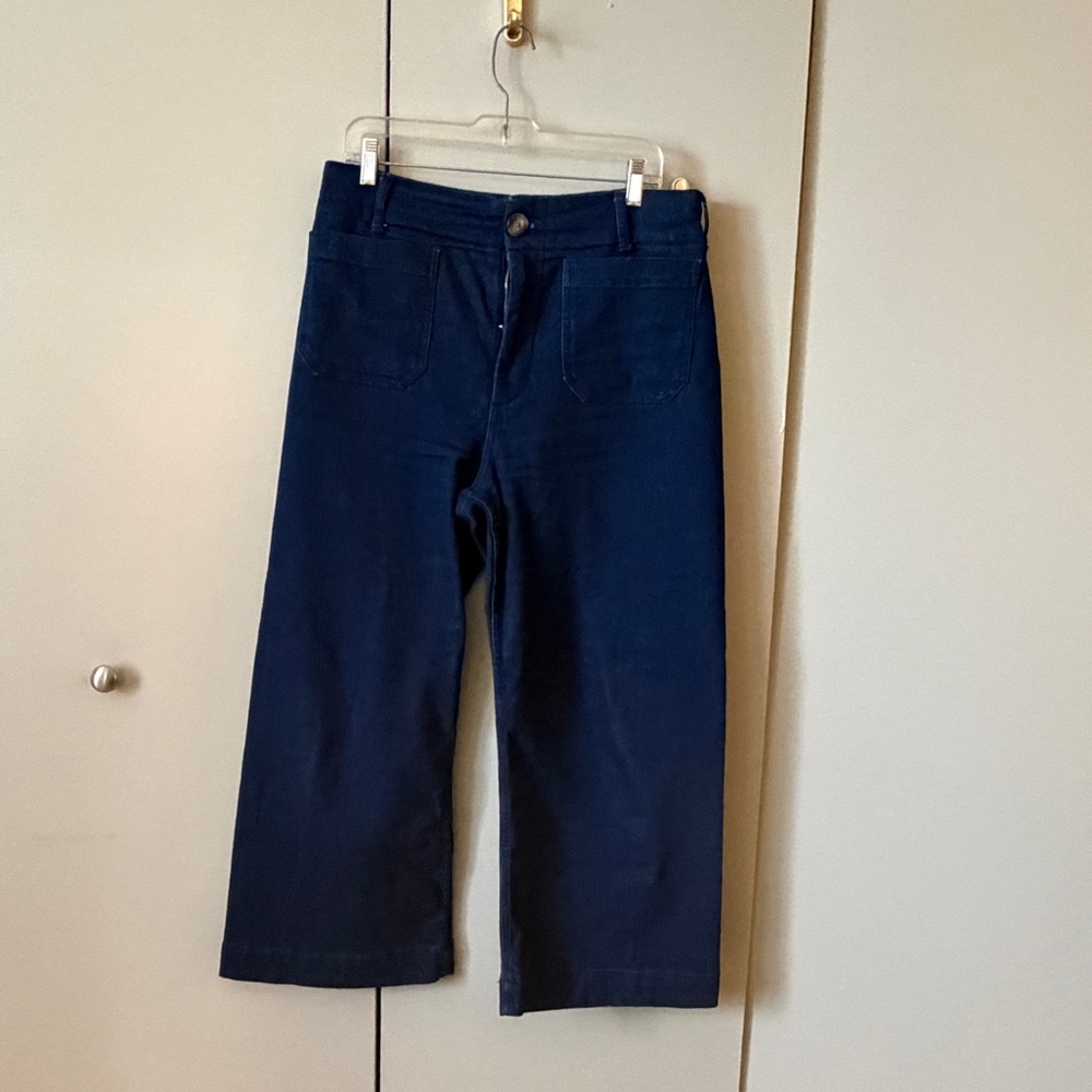 Maeve Colette Dark Blue Wide-Leg Cropped Jeans - Picture 2 of 4